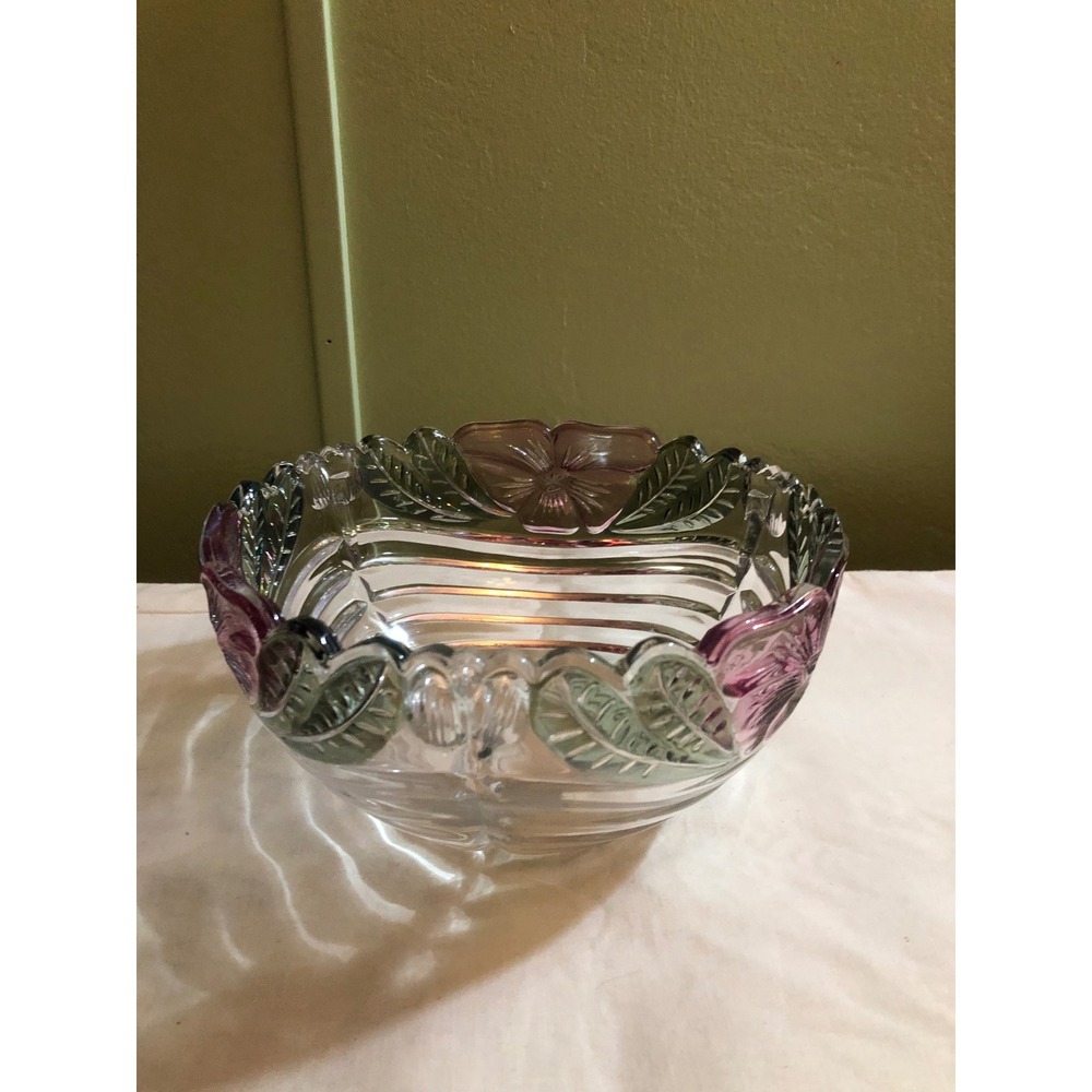 Ann Hutte Bleikrstall 24% Lead Crystal Bowl Painted In West Germany